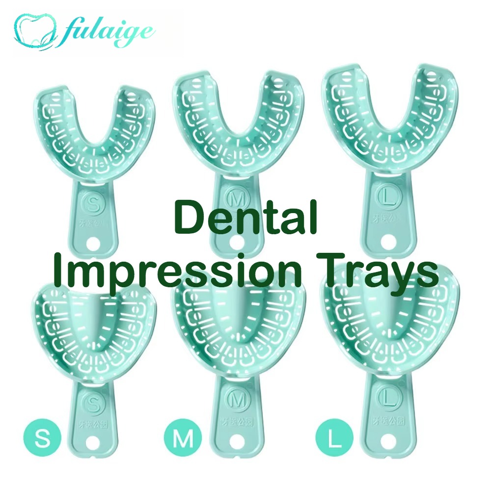 Dental Impression Material Kit - FULAIGE 6個入り使い捨て歯科印象トレー、プラスチック製、S/M/Lサイズ、全口用、上下歯用、取り外し可能な部分印象トレーキット ​