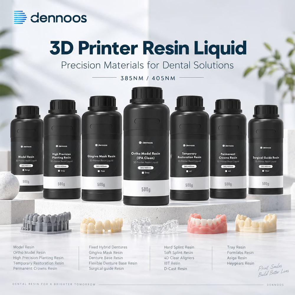 Dental 3D Printer Resin - 3Dプリンター用レジン、歯科ラボ用モデル、矯正用、永久歯冠、固定式ハイブリッド義歯、歯肉マスク、385nm、405nm、UV硬化。