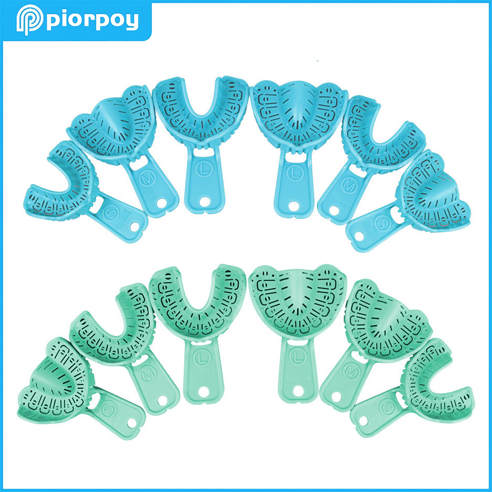 Dental Impression Material Kit - PIORPOY 6 個/セット使い捨て義歯トレイ歯科印象キット S/M/L プラスチックフルマウス取り外し可能な部分型トレイ Dopship
