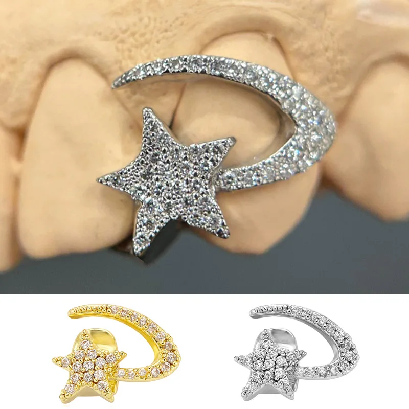 Dental Zirconia Sintering Furnace - ファッション性の高い、フルジルコニアストーンをあしらったスターモチーフの歯用グリル。ヒップホップスタイルで、ユニセックスのジュエリーとして、また歯科用グリルとしても使用可能。