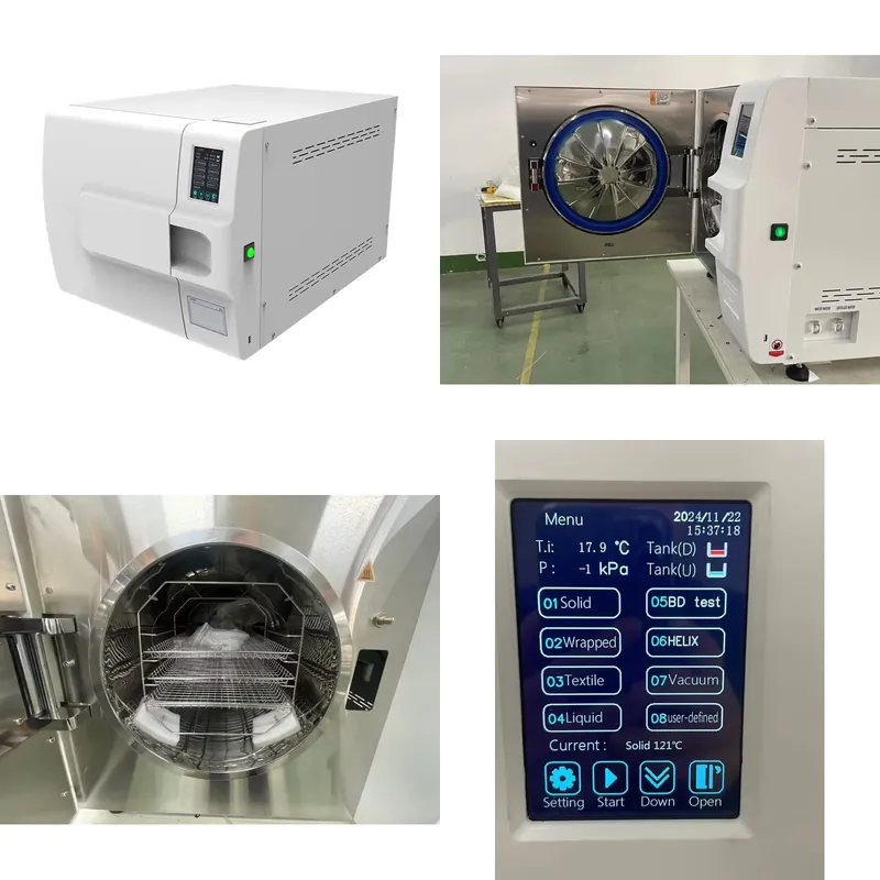 Dental Autoclave Sterilizer 18L - 自動ポータル式Bクラス卓上スチーム滅菌器、パルス真空オートクレーブ、18L、23L、45L、50L、タッチスクリーン式、歯科用。