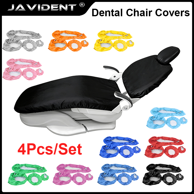 Dental Chair Unit Complete - 歯科医院用4ピース歯科用チェアカバーセット：防水、耐摩耗性、厚手の布製カバーと革製カバー