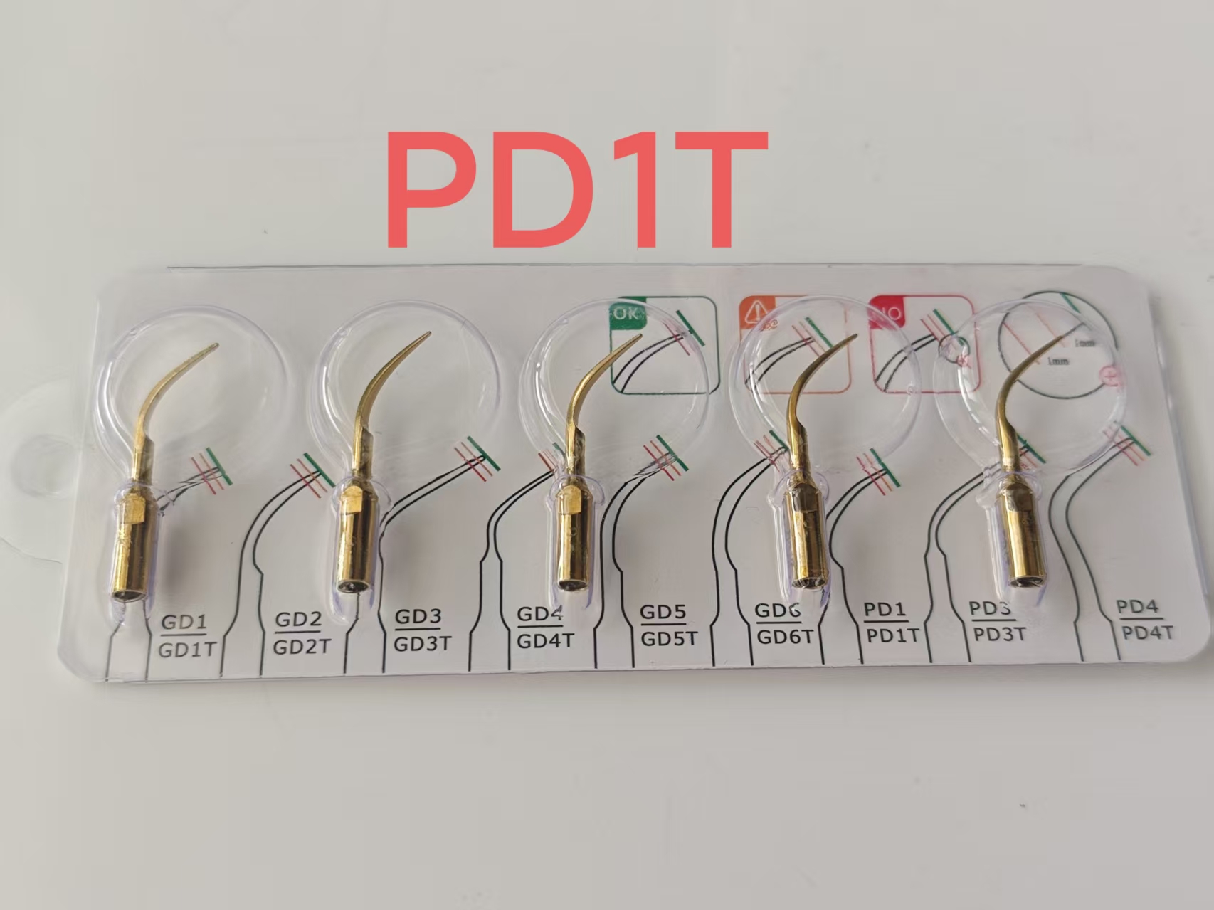 Dental Ultrasonic Scaler - 5個入り チタンゴールド デンタル超音波スケーラーチップ PD1T EMSウッドペッカーVRNスケーラーハンドピース対応 プロ仕様クリーニング用